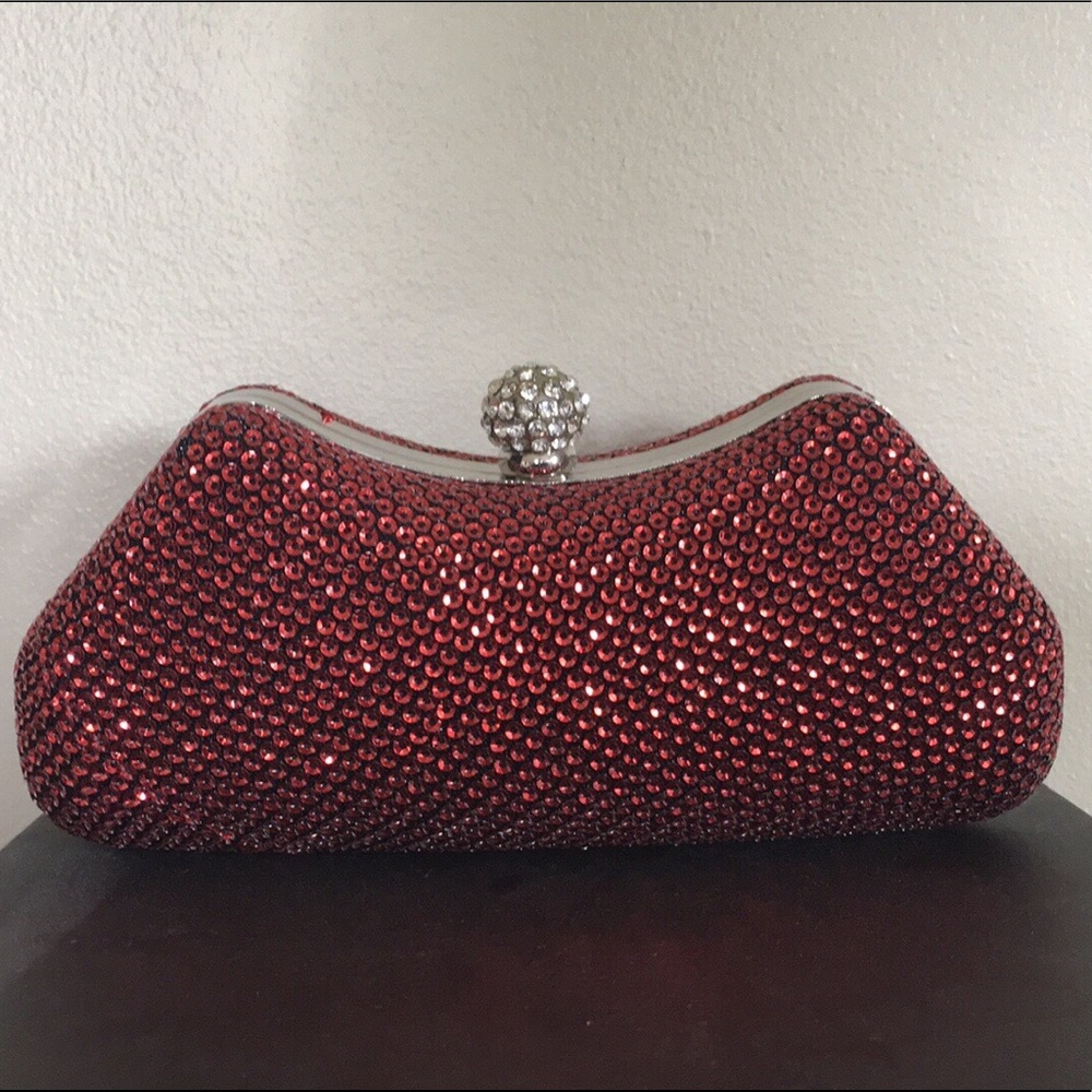 La Regale red sequined clutch